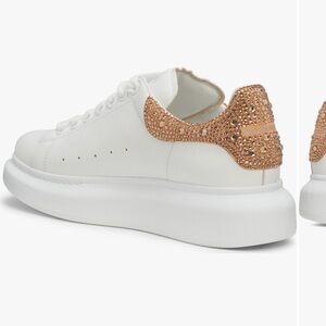 Alexander McQueen rose gold rhinestone embellished platform sneaker